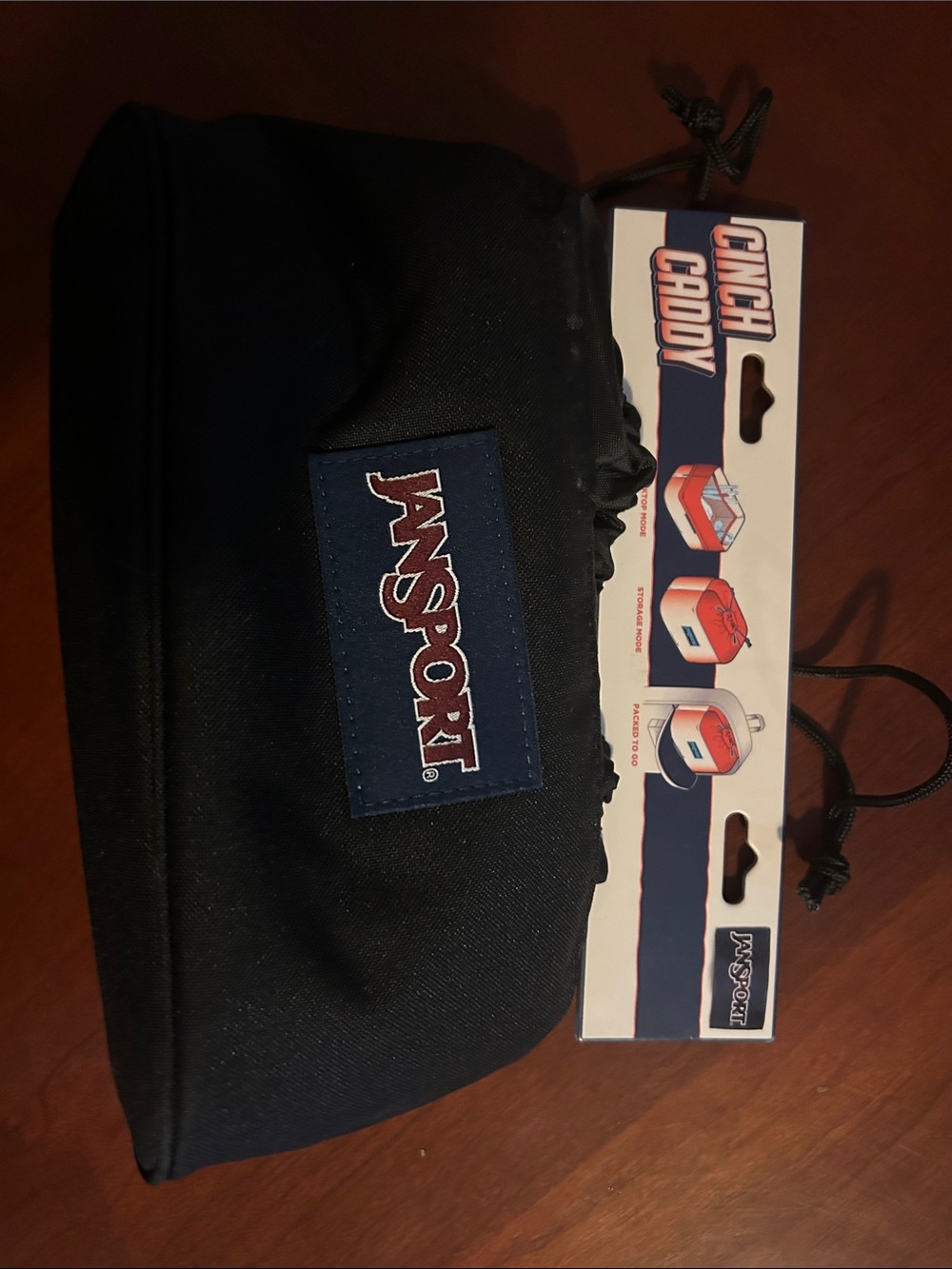 Jansport Black Drawstring Pouch with Logo Patch
